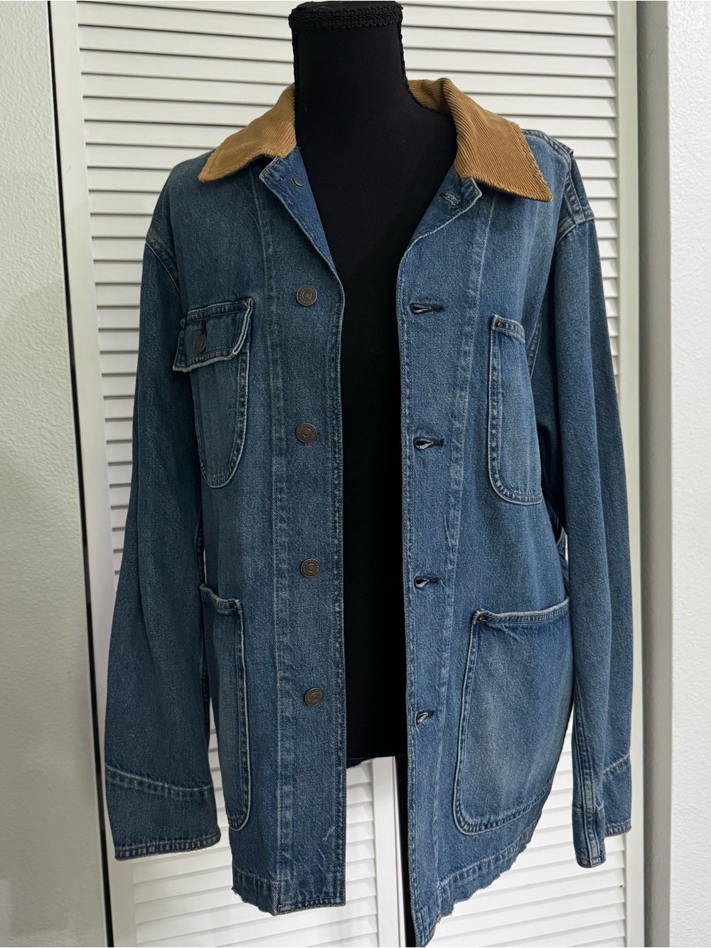 Ralph Lauren Blue Denim Field Jacket with Tan Corduroy Collar